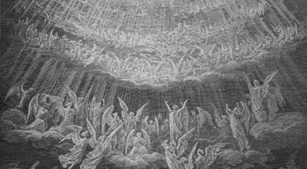 Heavenly host singing Gloria in Excelsis, engraving by Gustave Doré, c.1868